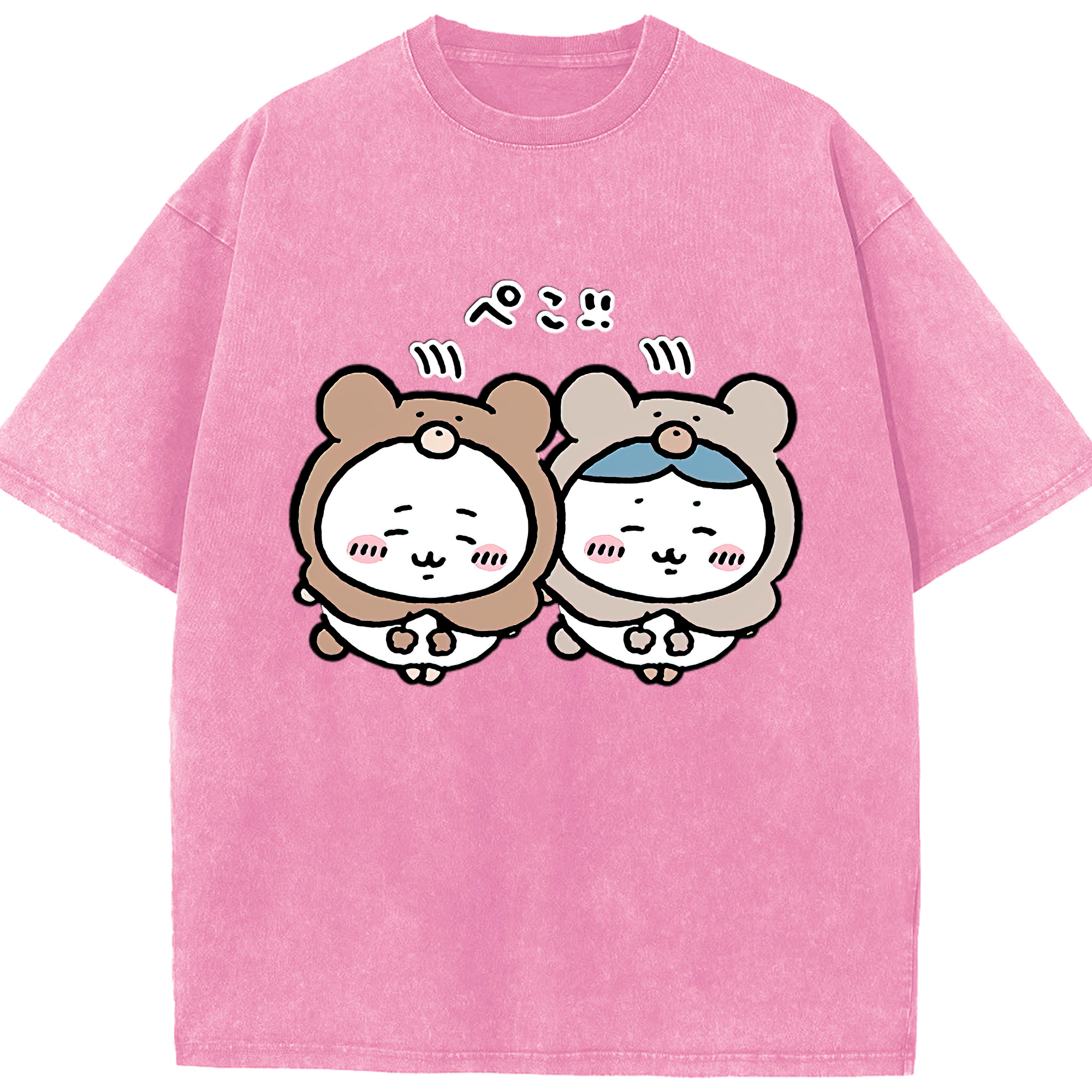 （画像用） ちいかわ ハチワレ Chii-kawa hachiware 綿100% ヴィンテージ風 半袖Tシャツ（フロントプリント）